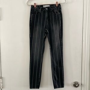 RSQ Pinstripe Black Gray High Rise Ankle Skinny Jeans | 0 W24